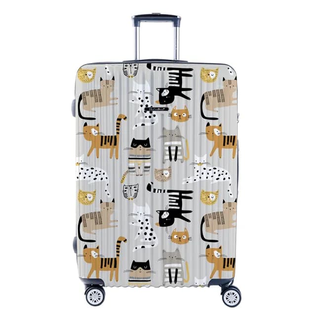 【NaSaDen 納莎登】29吋 二代新無憂 喵的咧系列行李箱 斑點條紋喵(獨特印花款 拉鍊行李箱)