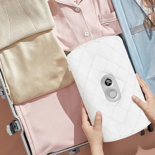 【MUAN】USB石墨烯羽絨暖手寶 四檔恆溫雙面發熱暖手袋 智能數顯電暖袋 暖暖寶(交換禮物)