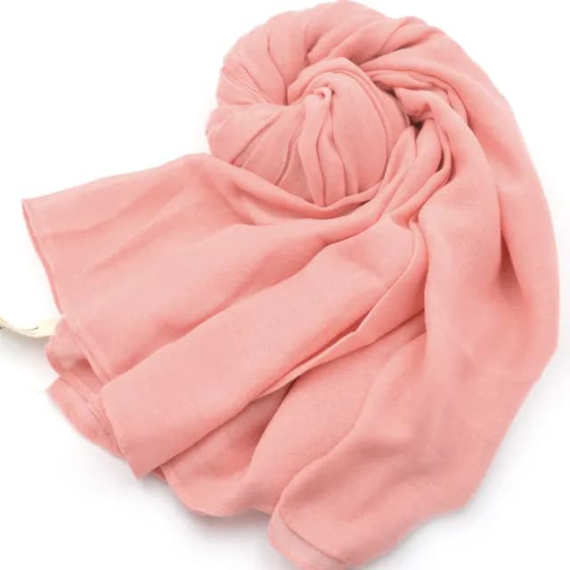 【AnnaSofia】超大寬版披肩圍巾-純色棉麻 現貨(嫣粉)