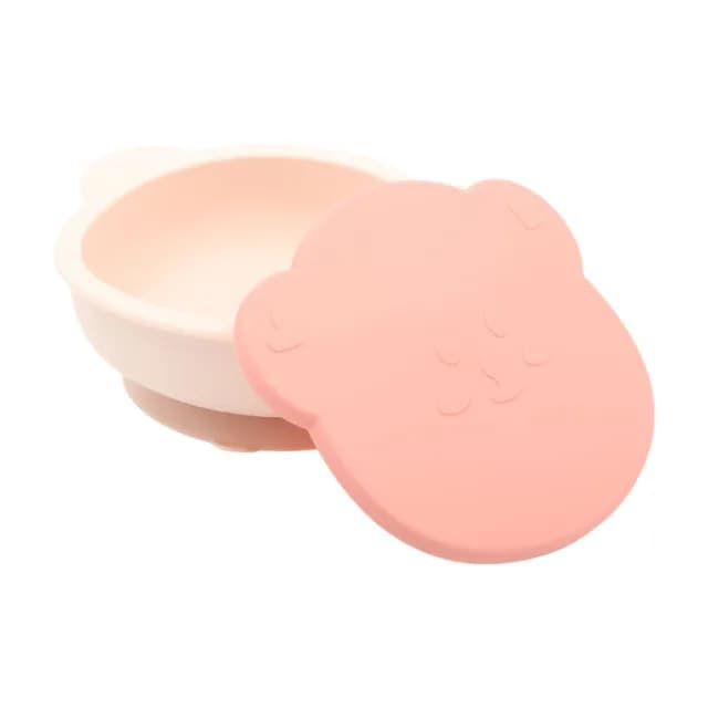 【TRENi Mini】鉑金矽膠倉鼠碗附蓋-莓果粉(兒童餐具)