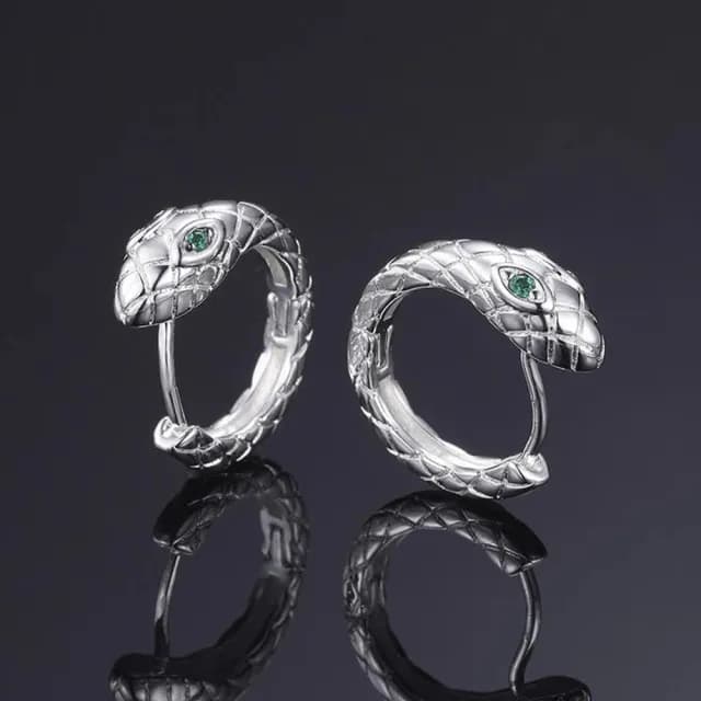 【MoonDy】耳環 男生耳環 蛇形耳環 s999足銀耳環 耳扣 靈蛇耳扣 抗過敏耳環 造型耳環