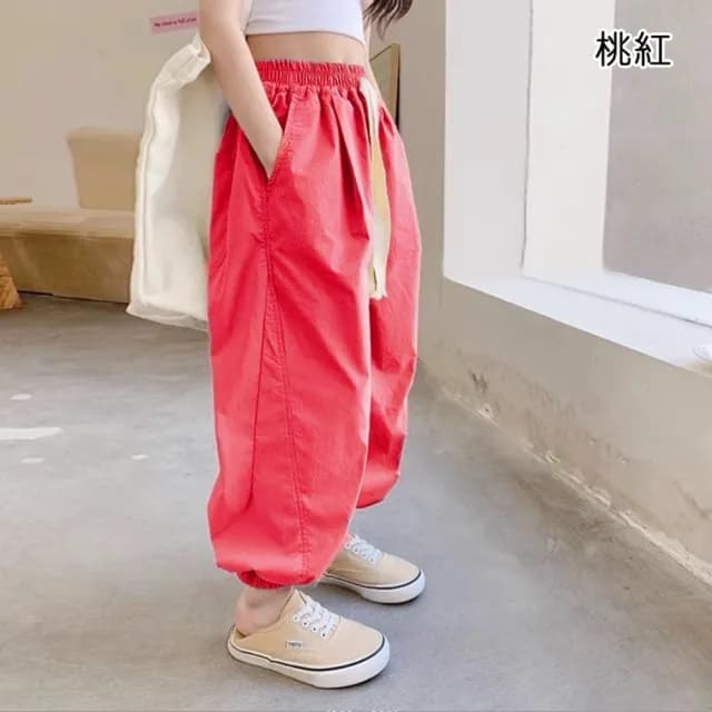 【橘魔法】垂墜寬鬆縮口長褲(大童 薄長褲 工作褲 縮口褲 防蚊 防曬 褲子 中性款 女童 男童 童裝)