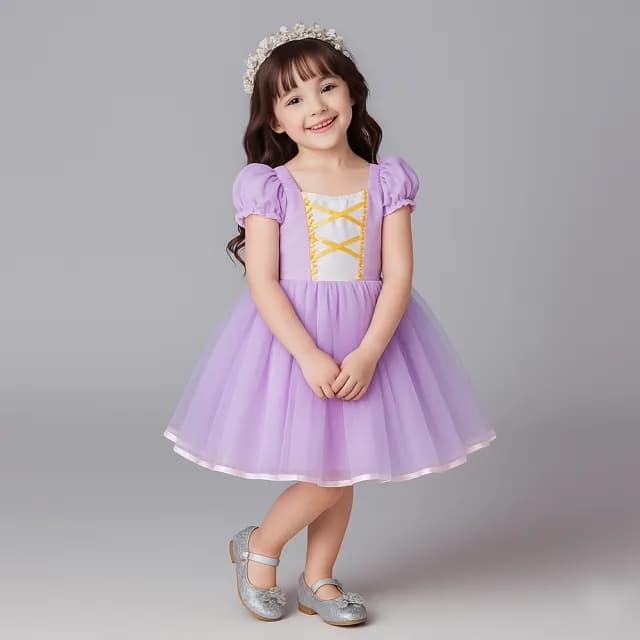 【橘魔法】紫色小包袖公主服(萬聖節 服裝 角色扮演角色扮演 洋裝 連衣裙 長髮 公主 洋裝 女童 童裝)