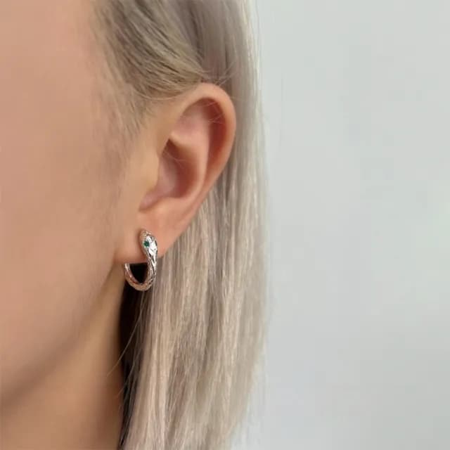 【KT DADA】男用耳釦 靈蛇設計 耳環飾品 S999銀製 質感耳飾 中性耳扣 足銀耳釦 潮流飾品