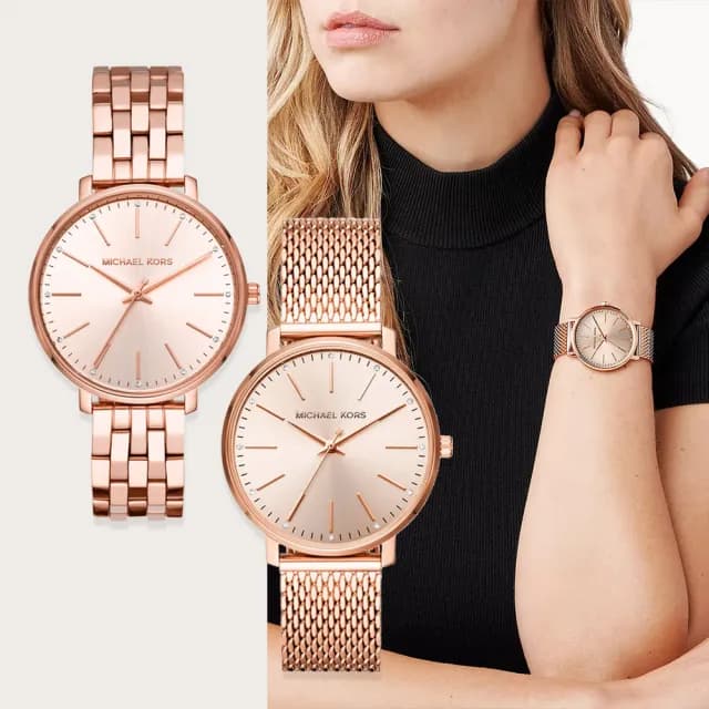 【Michael Kors】MK Pyper 秋冬時尚 紐約晶鑽不鏽鋼女錶 手錶-38mm 送禮 禮物 推薦(任選均一價)