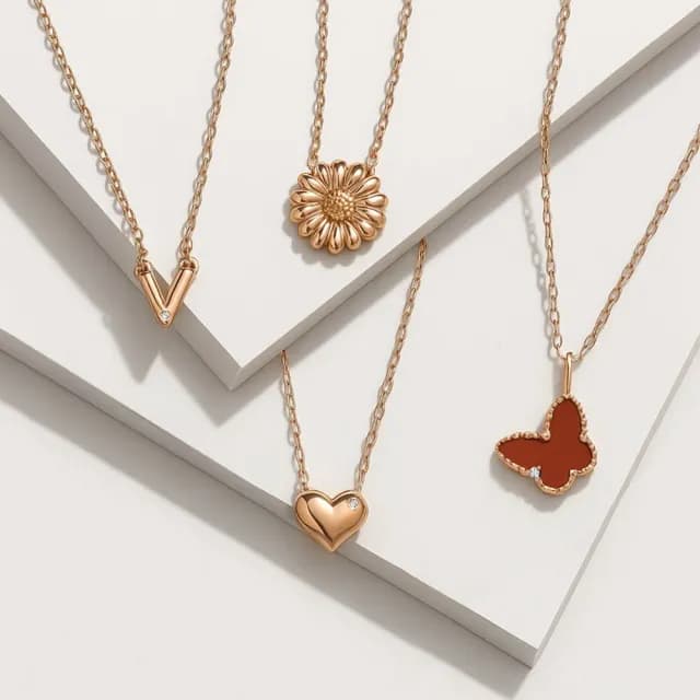 【King Star】18K金 玫瑰金 天然鑽石項鍊 贈18K金鍊(多款任選)