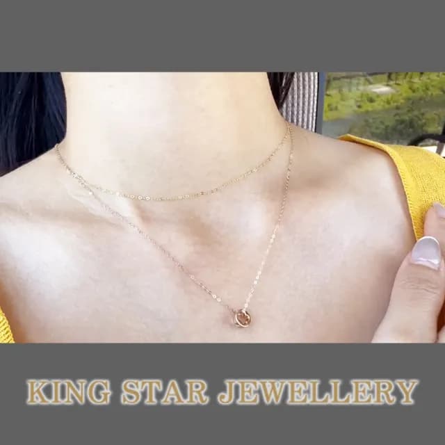 【King Star】18K金 玫瑰金 天然鑽石項鍊 贈18K金鍊(多款任選)
