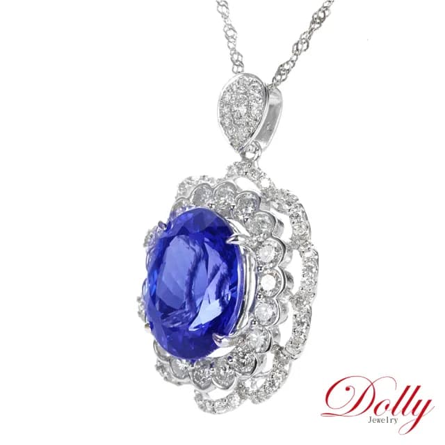 【DOLLY】8克拉 天然丹泉石18K金鑽石項鍊(母親節 長輩送禮 交換禮物首選)