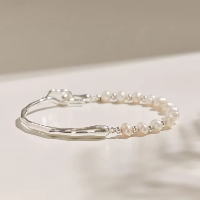 【vacanza】流線珍珠．純銀手鍊