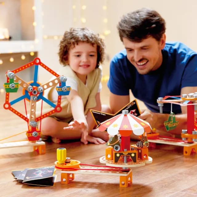 【Hape】嘉年華工程組裝組合(木製玩具/木頭玩具/彌月禮/生日禮)