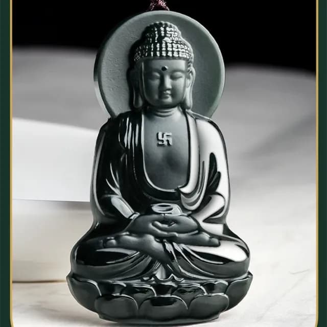 【Penny珮妮】老料和田玉墨玉 阿彌陀佛 吊墜項鍊(母親節 父親節 交換禮物 生日 情人節 尾牙 新年 結婚)