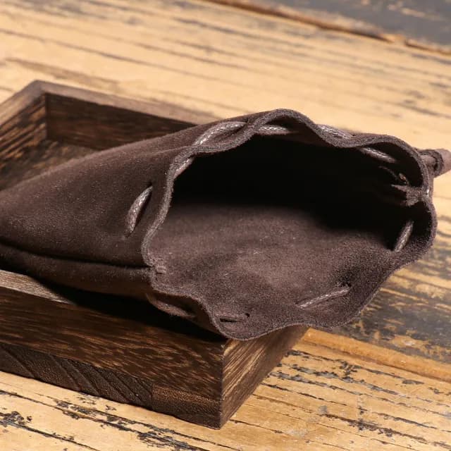 【MoonDy】雙11 抽繩收納包 真皮零錢袋 硬幣收納袋 男生零錢包 復古束口包 束口袋 復古錢包 錢包女