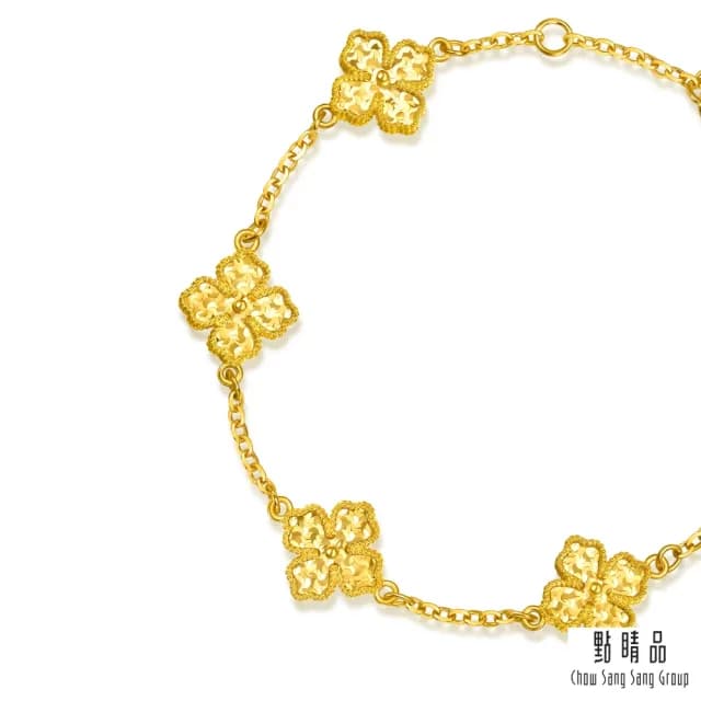 【點睛品】璀璨幸運草 黃金手鍊_計價黃金