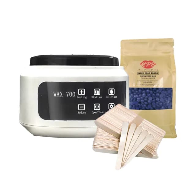 【MPB 巴黎小姐】時尚熱蠟套組 奶油白+薰衣草(蜜蠟 蠟豆 電動刀儀 脫毛膏 比基尼 私密處 母親節禮物)