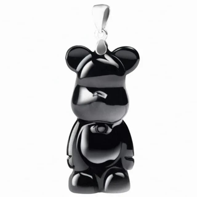 【Penny珮妮】A貨翡翠墨玉 小熊 吊墜項鍊(母親節 生日禮物 交換禮物 尾牙 新年 結婚 情人節 毛衣鏈)