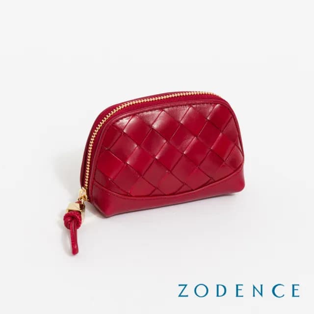 【ZODENCE 佐登司】CRAFTSOUL進口真皮手工上色編織拉鍊零錢包(雙11/多色/手工編織/真皮)