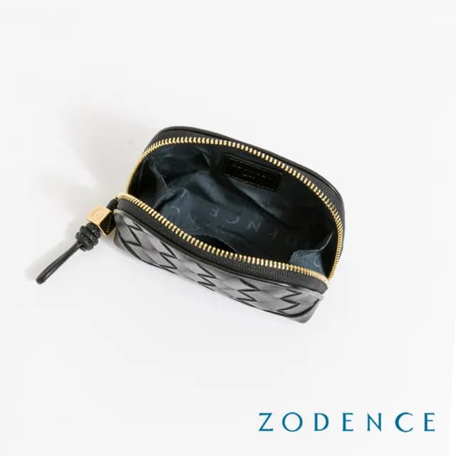 【ZODENCE 佐登司】CRAFTSOUL進口真皮手工上色編織拉鍊零錢包(雙11/多色/手工編織/真皮)