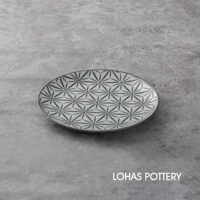 【LohasPottery 陸寶】日本製 美濃燒 Komon 經典和風立體浮雕餐具｜大小餐盤(五件組)