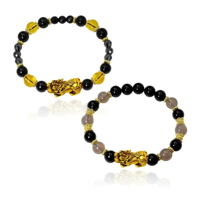 【金喜飛來】黃金手鍊招財黑金貔貅水晶串多選(0.57錢±0.03)