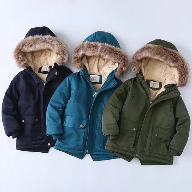 【橘魔法】單色毛領內刷毛連帽長袖外套(風衣 大衣 大童 夾克 厚外套 男童 兒童 童裝)