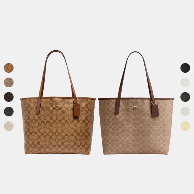 【COACH】蔻馳官方直營 CITY經典Logo托特包 托特手袋-多色任選(5696)