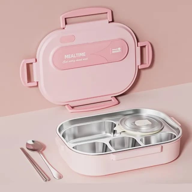 【保溫保冷】316不鏽鋼5格保溫便當盒-附餐具+湯碗(分格加熱 食品級 飯盒 大容量餐盒 餐盤 學生 上班族)
