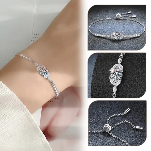 【MoonDy】雙11 手鍊 飾品 純銀手鍊 莫桑鑽手鍊 一克拉莫桑鑽 六爪莫桑石手飾 鑽石手鍊