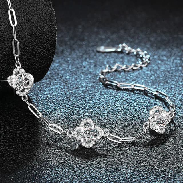 【MoonDy】雙11 手鍊 飾品 莫桑鑽手鍊 鑽石手鍊 四葉草手鍊 純銀手鍊 鑲鑽手飾 抗過敏手鍊