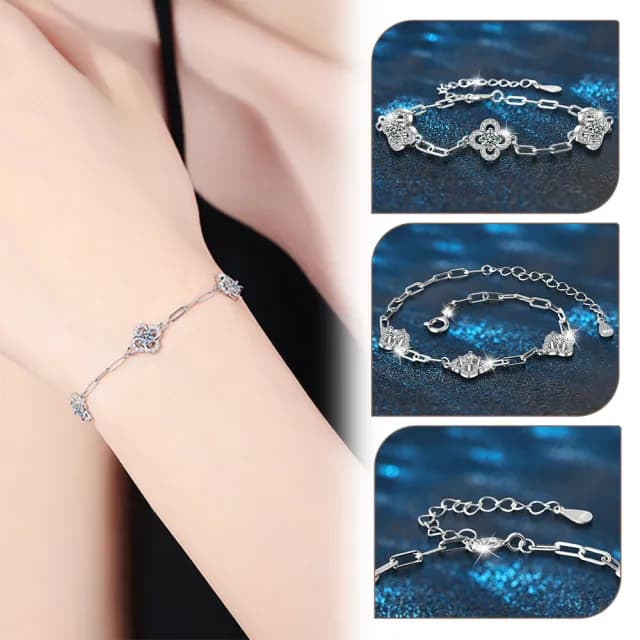 【MoonDy】雙11 手鍊 飾品 莫桑鑽手鍊 鑽石手鍊 四葉草手鍊 純銀手鍊 鑲鑽手飾 抗過敏手鍊