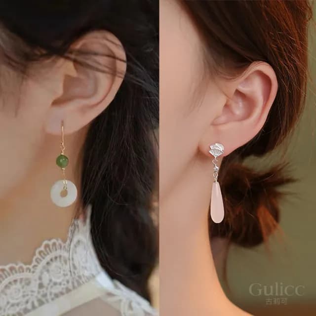 【Gulicc】耳環 古典中式 優雅中國風(雙11 聖誕節 生日 飾品 耳釘 耳飾 耳墜 禮物)