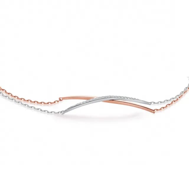 【蘇菲亞珠寶】14K雙色 X造型 鑽石手鍊