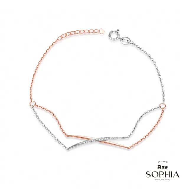 【蘇菲亞珠寶】14K雙色 X造型 鑽石手鍊