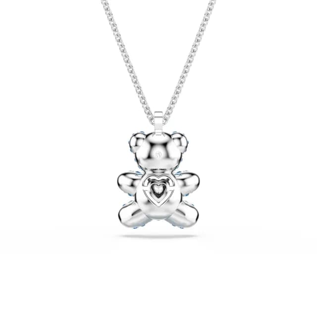 【SWAROVSKI 施華洛世奇】Teddy 鏈墜 藍色  泰迪熊 鍍白金色(情人節禮物)