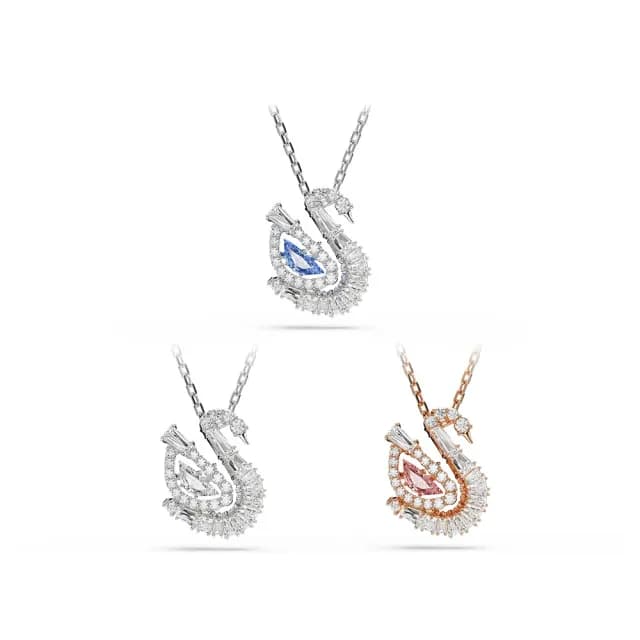 【SWAROVSKI 施華洛世奇】Swan 鏈墜 混合式切割 天鵝 藍色/白色/粉紅色(3色任選_情人節禮物)