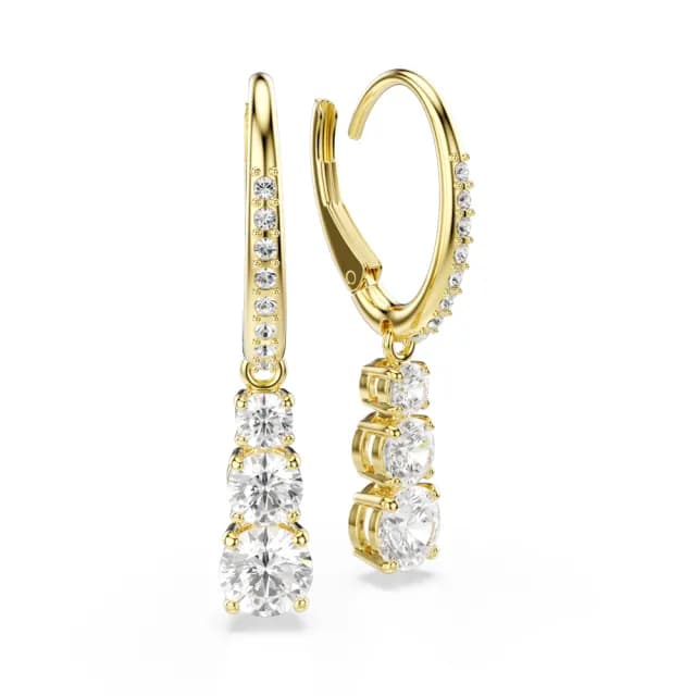 【SWAROVSKI 施華洛世奇】Stilla Attract 大圈耳環 圓形切割 白色 鍍金色(情人節禮物)