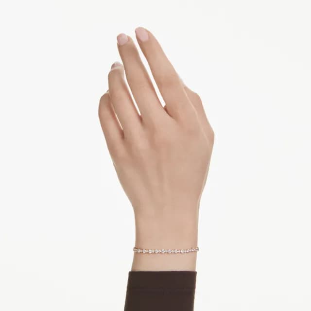 【SWAROVSKI 施華洛世奇】Matrix Tennis 手鏈 圓形切割 白色 鍍白金色/鍍金色(2色任選_情人節禮物)