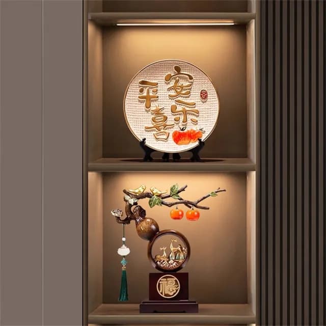 【新川】新中式 柿柿如意擺件 事事如意 福祿雙至(客廳裝飾品 搬家禮物 喬遷新居禮品)