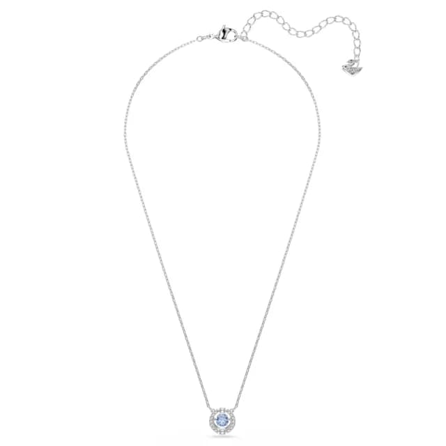 【SWAROVSKI 施華洛世奇】Una 項鏈 圓形切割 藍色 鍍白金色(情人節禮物)