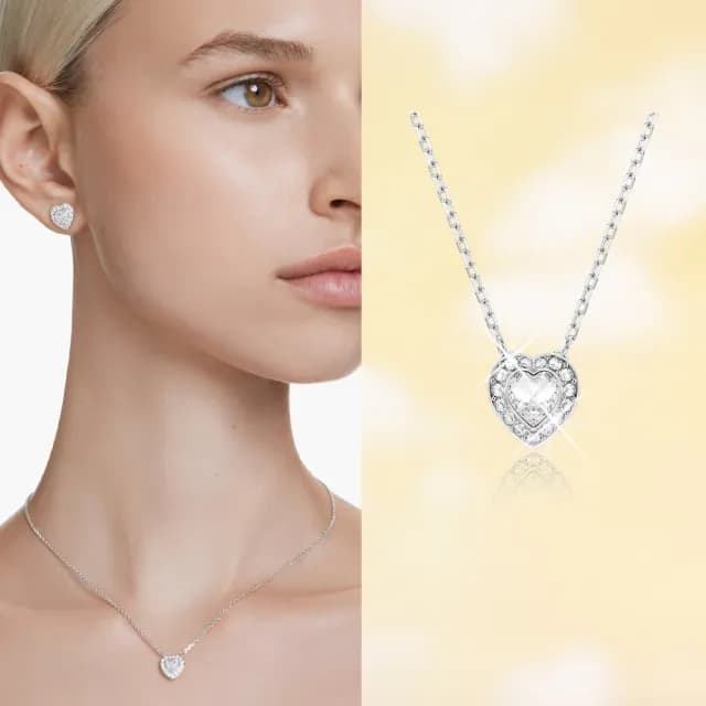 【SWAROVSKI 施華洛世奇】Ariana Grande x Swarovski 鏈墜 心形 白色 鍍白金色(限量聯名款_情人節禮物)