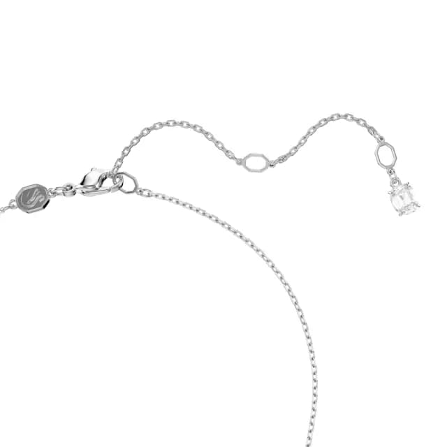 【SWAROVSKI 施華洛世奇】Matrix 鏈墜 長方形切割 繩結 白色 鍍白金色(情人節禮物)