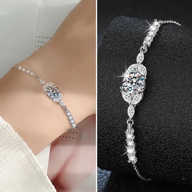 【LEEHER】雙11 純銀首飾/莫桑石手鍊/優雅百搭/質感鍊條/氣質滿分/簡約手鍊/六爪設計/女生飾品