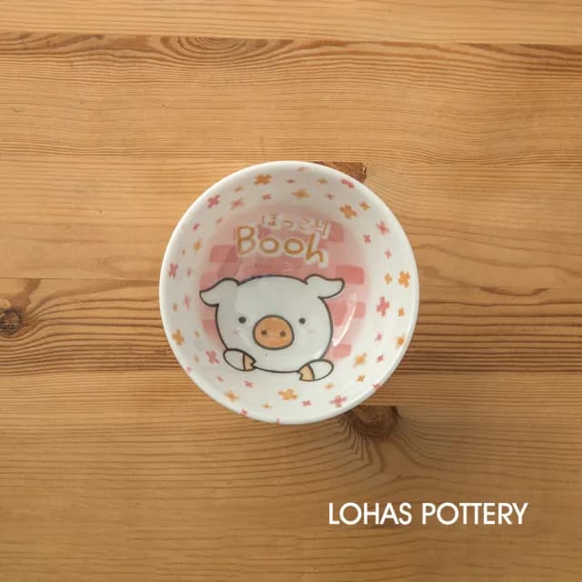 【LohasPottery 陸寶】日本製 美濃燒 動物卡通釉下彩壓紋餐具｜4.6 吋飯碗 五入組(兒童碗 點心碗)