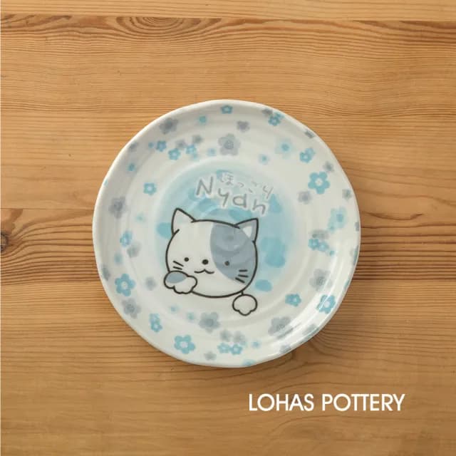 【LohasPottery 陸寶】日本製 美濃燒 動物卡通釉下彩壓紋餐具｜6.5 吋平盤 五入組(甜點盤 點心盤)