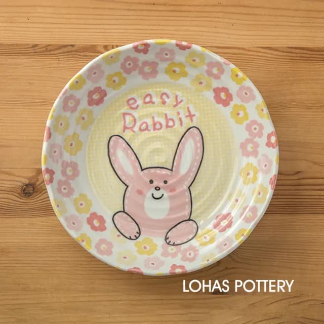 【LohasPottery 陸寶】日本製 美濃燒 動物卡通釉下彩壓紋餐具｜8.7 吋淺缽 五入組(義大利麵盤 主餐盤)