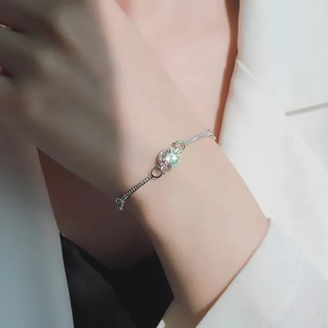 【KT DADA】雙11 純銀手鍊 莫桑鑽手鐲 莫桑石手飾 手鐲 手鍊 圓包手鐲 一克拉手鍊 飾品