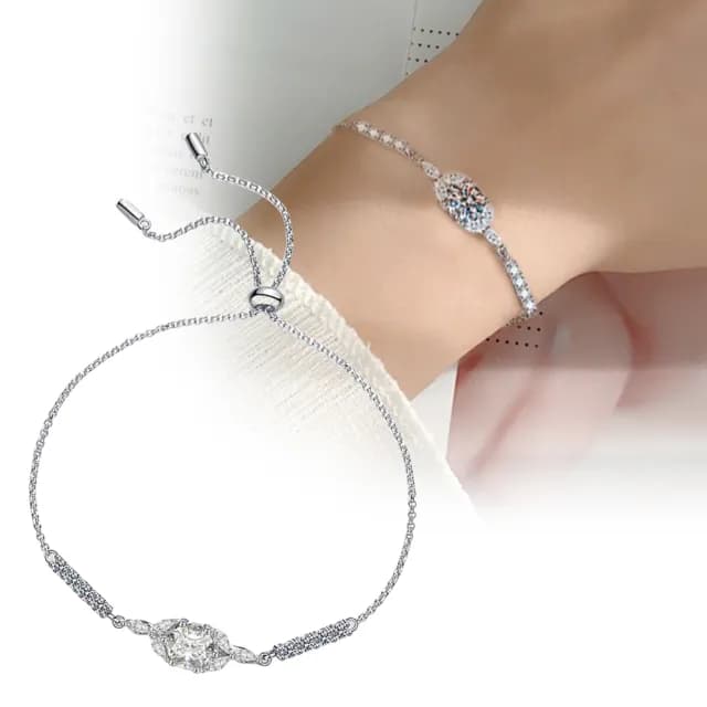 【KT DADA】雙11 純銀手鍊 莫桑鑽手鍊 手鍊 飾品 一克拉莫桑鑽 手飾 鑽石手鍊 六爪莫桑石