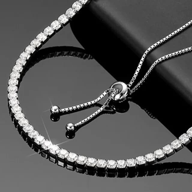 【LEEHER】雙11 莫桑石/直排設計/純銀飾品/女用手鍊/簡約設計/女手鍊/質感配件/日常百搭/氣質手鍊