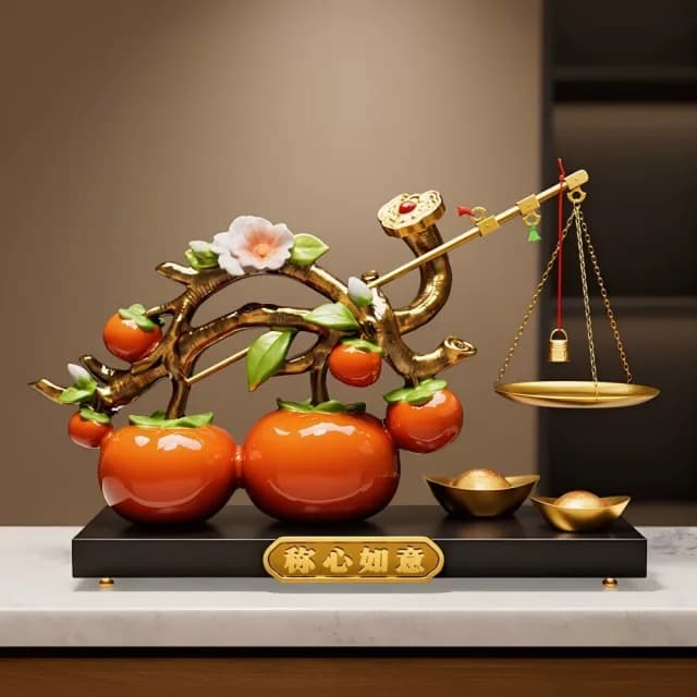 【FLF】柿柿如意桌上擺飾 喬遷新居禮物(常規款禮盒裝)