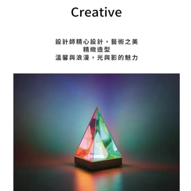 【送禮首選】氛圍感立體三角小夜燈(電競房 桌面 裝飾燈 氛圍燈 房間佈置 生日禮物 床頭燈 USB 聖誕禮物)