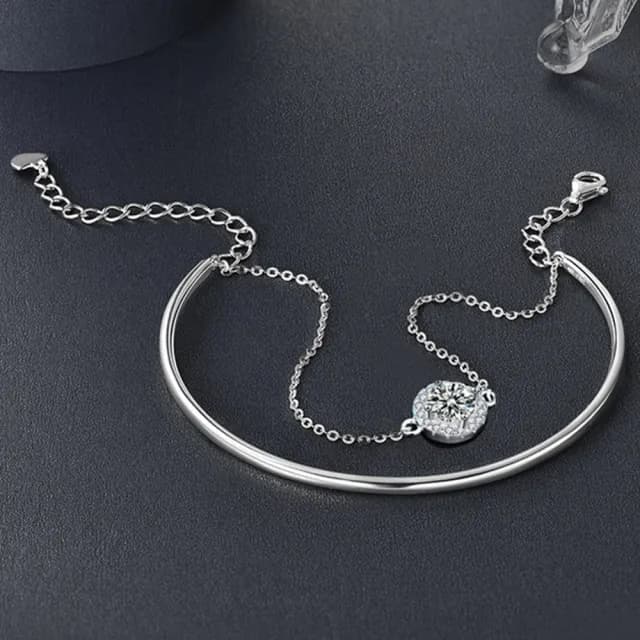 【MoonDy】雙11 純銀手鍊 疊戴手鍊 莫桑石手鍊 S925手鍊 抗過敏手鍊 50分莫桑石手鍊 鑲鑽手鍊